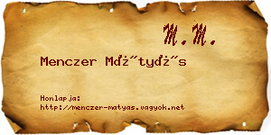 Menczer Mátyás névjegykártya